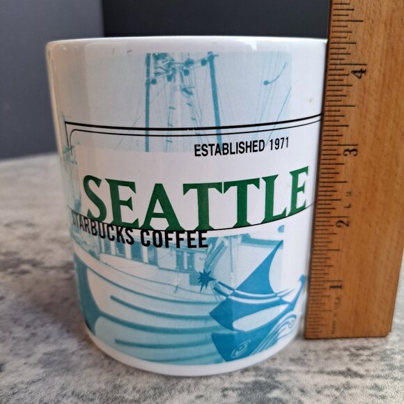 Starbucks Seattle WA Coffee Jumbo Mug 20 oz Vintage 1999 Pink Elephant Boats - Picture 6 of 11